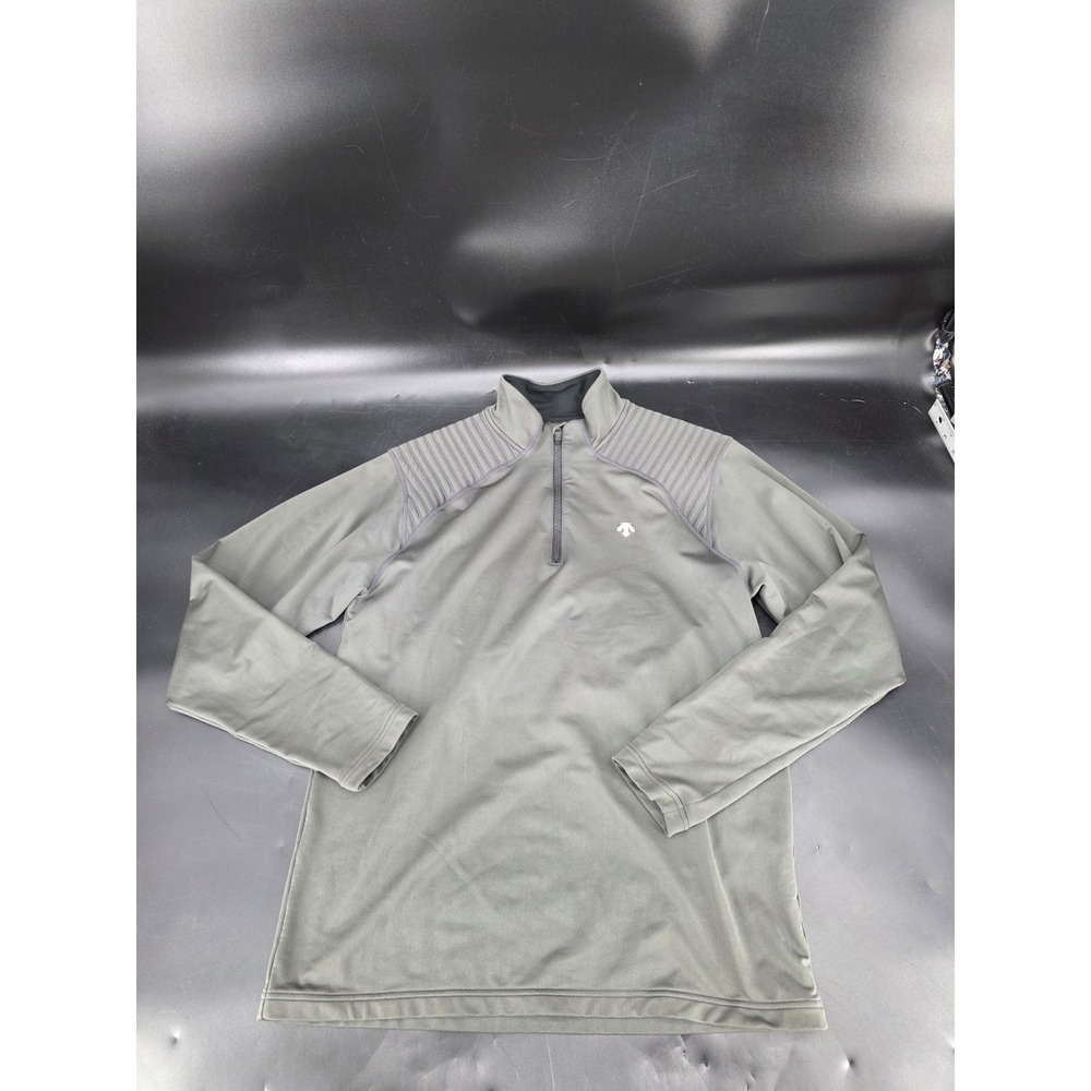 Descente Piccard 1/4 Zip Sweater Ribbed‎ Shoulders Gray Men's Size Large Gray